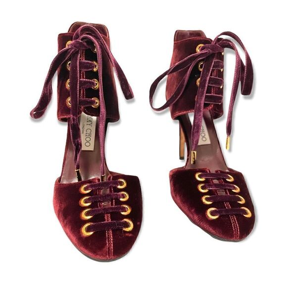 Jimmy Choo Velvet lace-up Tie Heels |Size:IT38| - Picture 12 of 12